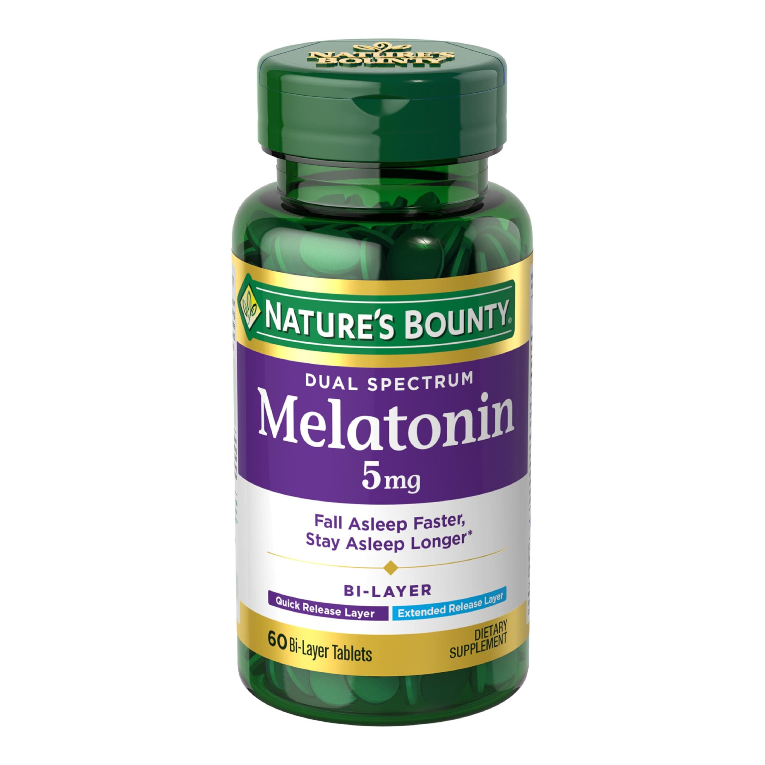 Dual Spectrum Bi-Layer Melatonin 5 mg Tablets - 60 Count