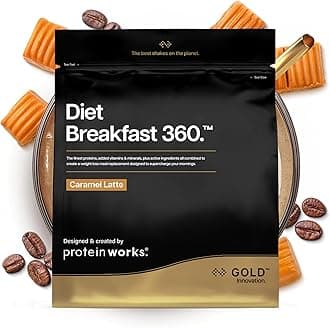 Protein Works | Diet Breakfast 360 - GOLD Innovation, On-the-Go Healthy Weight Loss Meal Replacement Shake, Added Caffeine, Low Sugar, Caramel Latte, 18 Servings, 1kg
