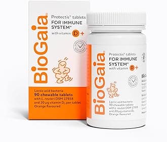 BIOGAIA Protectis Probiotic Chewable Vitamin D3 Tablets, Orange Flavoured, 90 Pieces, for The Whole Family