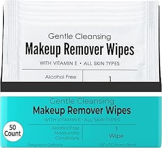 World Amenities - Bulk Makeup Remover Wipes | 50 Count | Individually Wrapped, Gentle Cleansing, Alcohol Free - All Skin Types - Vitamin E - 100% Recyclable, Hotel Travel Size Toiletries