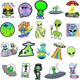 Alien Stickers for Girls Adults,50Pcs No Duplicates Waterproof Matte Vinyl Cool Alien Decals Pack for Water Bottle Skateboard,Alien Trippy Stickers for Boys Birthday Party Favor Gift