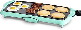 GreenLifeHealthy Ceramic Nonstick, Extra Large 20" Electric Griddle for Pancakes Eggs Burgers and More, Stay Cool Handles, Removable Drip Tray, Adjustable Temperature Control, PFAS-Free, Turquoise