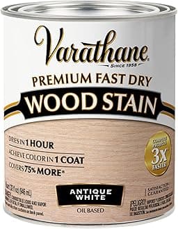 Varathane Premium Fast Dry Wood Stain | 1 Hour Dry Time | 1 Coat Color | Interior Wood Stain | Furniture, Cabinets, Doors, Trim | Quart | Antique White