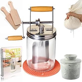 Dazey Butter Churn - Hand Crank Butter Churner- Manual Butter Maker- Beech Wood BUTTER PADDLES INCLUDED. Create Delicious Homemade Butter With Your Own Hand Crank Dazey Butter Churner (Turn N Churn)