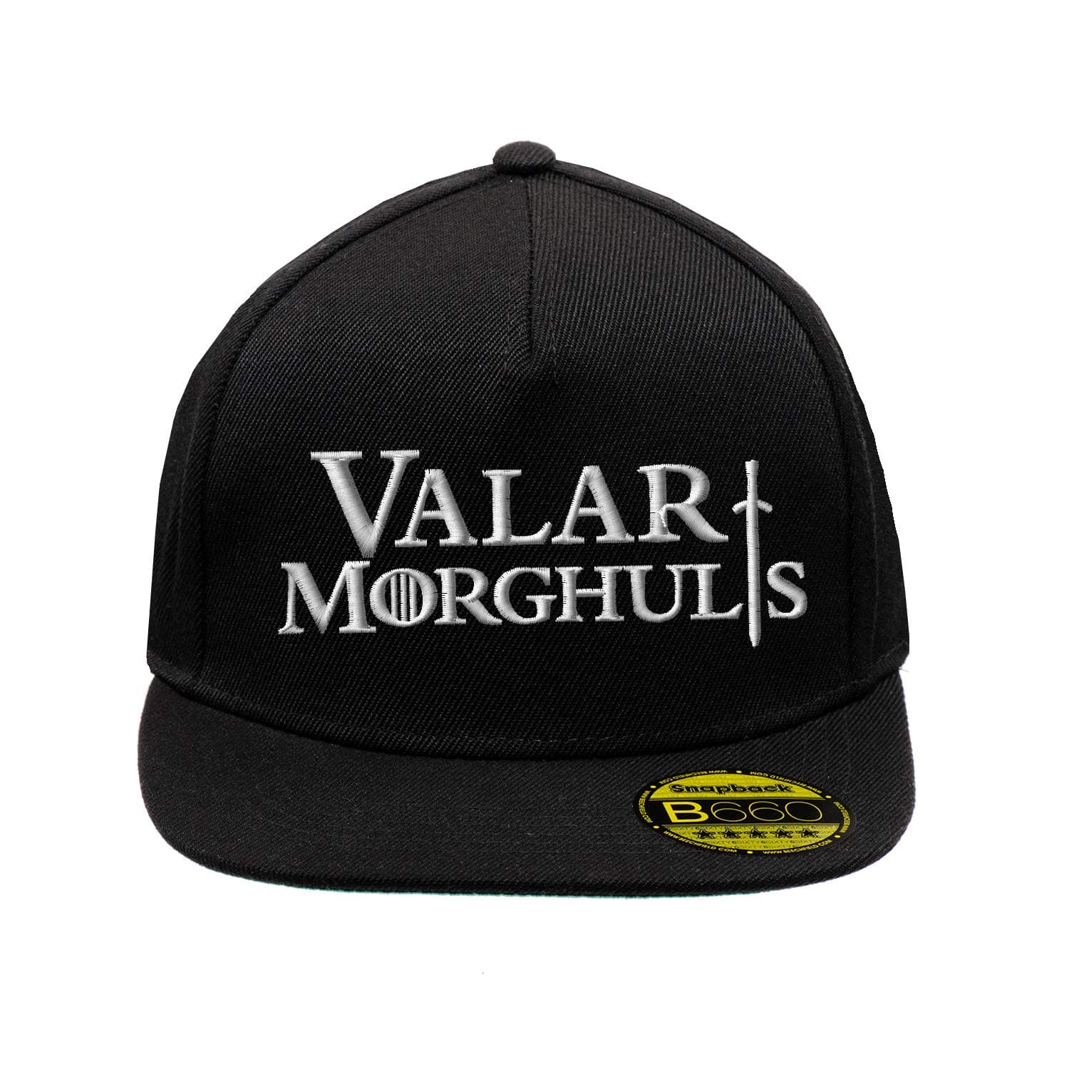 Valar Morghulis Game of Thrones White Hat Flat Peak Adjustable Snapback Unisex Original Embroidered Urban Logo Cap