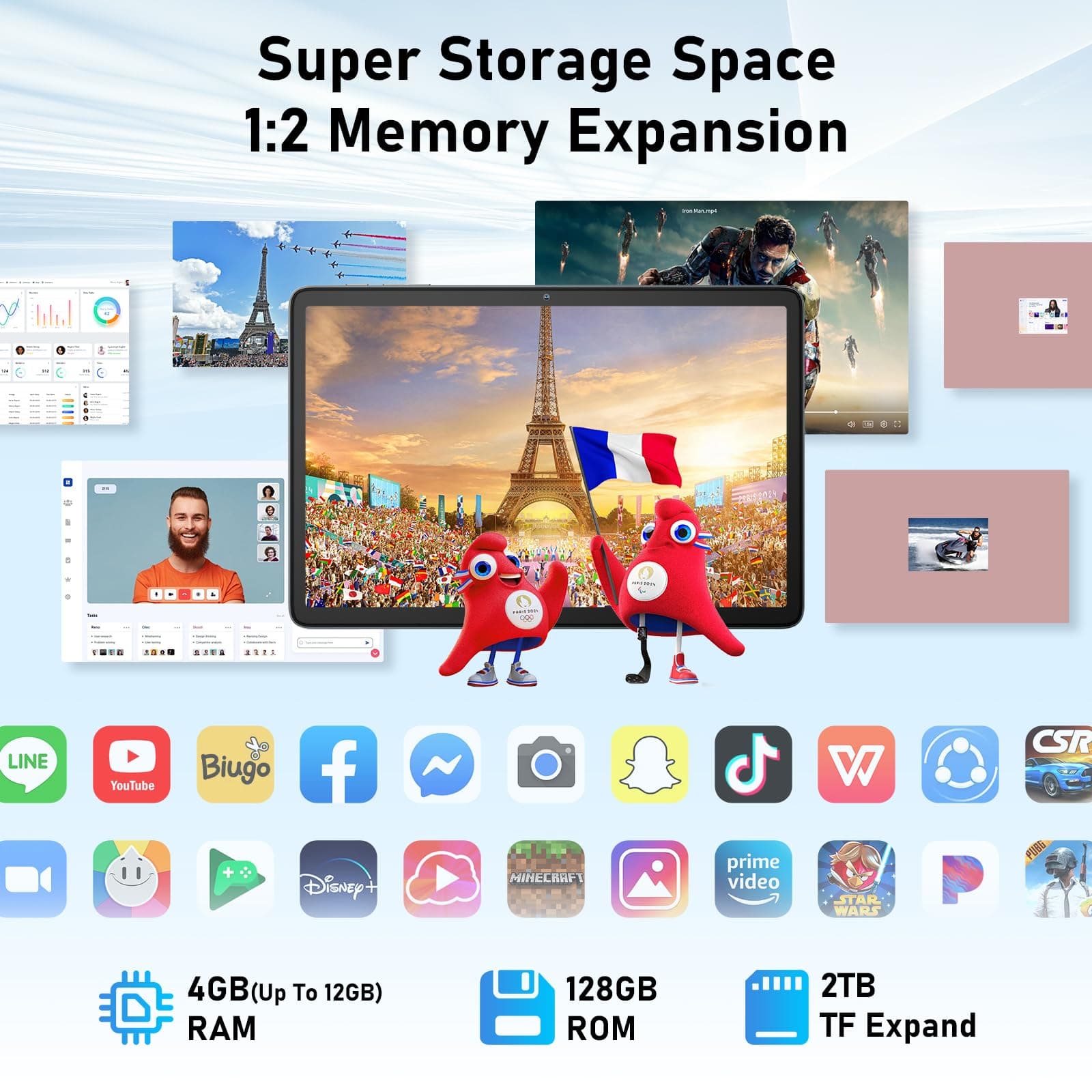 Blackview Android 15 WiFi 6 Tablet, 2025 10 inch 4GB RAM 128GB ROM (1TB TF),1280 * 800 IPS,300 nit,Octe-ocre 60GHz,Google GMS,Widevine L1 Support,5100mAh,BT 5.3,8MP+5MP AI Camera,Gray