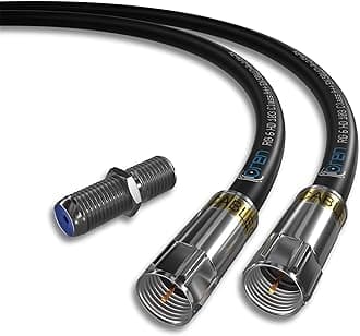 Oren Kablo Coaxial Cable 1m RG6 HD103 A++ Trishield – Black - with Cabelcon Connectors and Adapter Weatherproof for Satellite Digital TV, Aerial, Broadband, High Speed Internet Connections