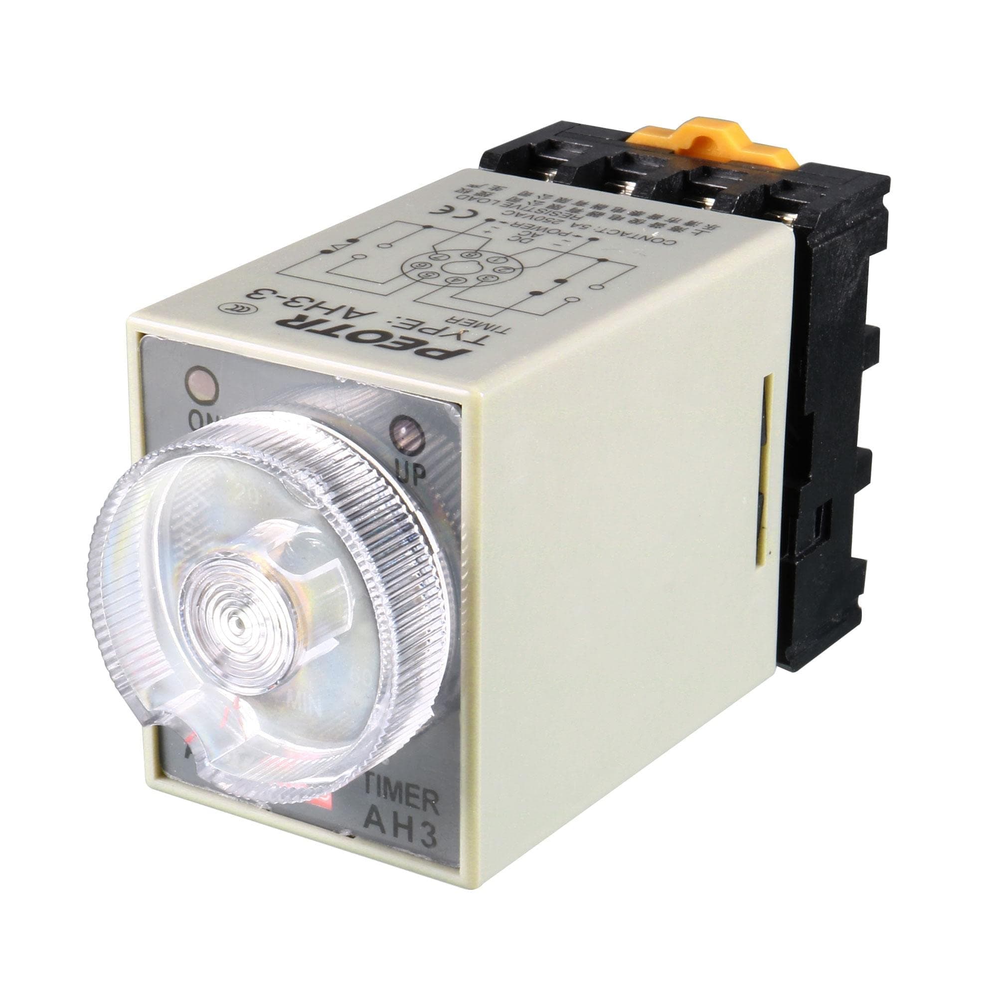 uxcell AC 110V 8P 0-60 Minutes Range Adjustable Delay Timer Time Relay AH3-3 + Base