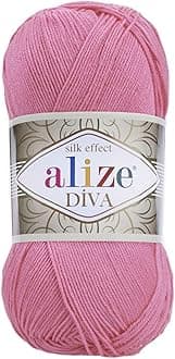 Diva Silk Effect 100% Microfiber Acrylic Yarn 1 Ball skeins 100gr 383yds Color (178 - Dark Pink)