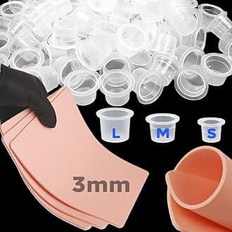 305Pcs Tattoo Practice Kit - 5Pcs Fake Skin & 300Pcs Ink Caps for Artists & Beginners