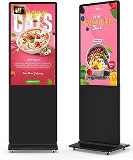SIOXCFZ 49-inch Indoor Floor Standing Digital Signage Display, 2K FHD LCD Screen Android OS Kiosk Stand with 2 Speakers, Auto Media Display Advertising Player Supports Remote Control