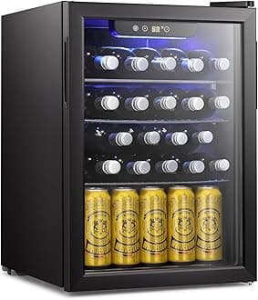 Antarctic Star 16 Bottle Wine Cooler/Cabinet Beverage Refrigerator Small Mini Wine Cellar Beer Soda Clear Glass Door Bar Fridge Quiet Operation Compressor Adjust Temp Control Freestanding, 2.4 Cu. ft