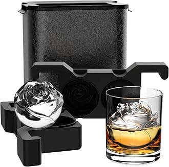 TINANA Rose Clear Ice Cube Maker: 2.5 Inch Crystal Clear Ice Cube Tray - 3D Rose Large Ice Ball Maker - Flower Shape Ice Cubes for Whiskey Cocktails Bourbon