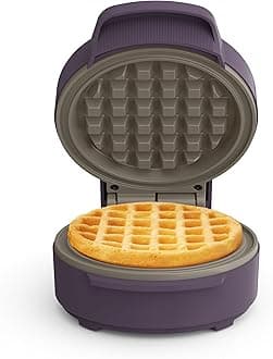 Snack-n-Store Mini Waffle Maker, EverGood™ Ceramic Nonstick Coating, Cord Wrap, Ready Indicator Light & Cool Touch Handles, Stackable Design & Customizable Plates, 350 Watt, Plum