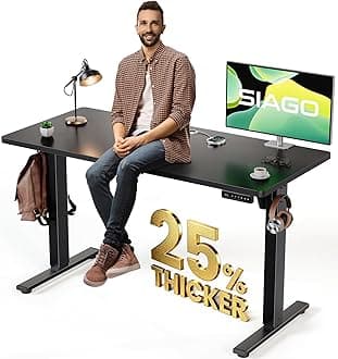 Electric Standing Desk Adjustable - 48 x 24 Inch Sit Stand up Desk with Cable Management - 3 Memory Preset Adjustable Height Table