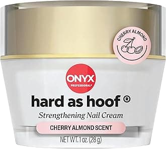 Onyx Professional Hard as Hoof Nail Strengthening Cream, Cherry Almond Scent - Made in USA, Nail Growth & Conditioning Cuticle Cream Stops Splits, Chips, Cracks & Strengthens Nails, 1 oz