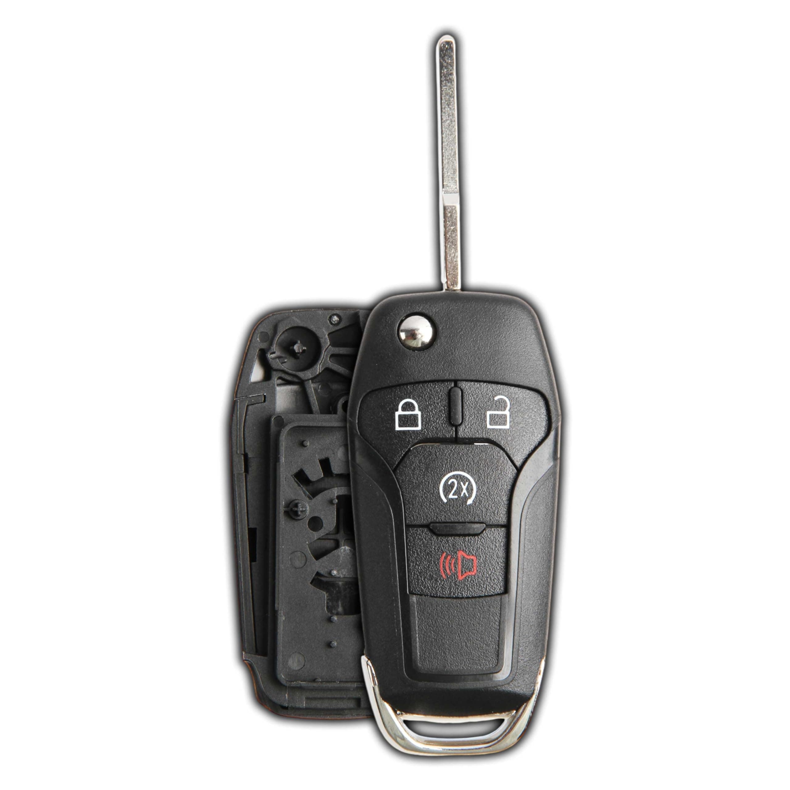 Remote Start Flip Key Fob Shell Case Replacement for Ford N5F-A08TDA, 5923694