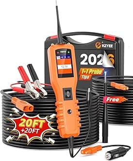 Automotive Circuit Tester KM10 Professional Power Circuit Probe Kit - DC/AC Current Resistance Diodes Vehicle Voltage Signal Diagnostic Activating Components Tools for 12V to 24V Electrical System