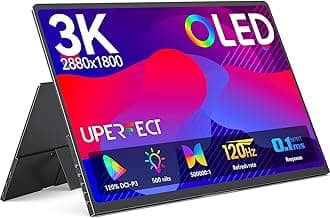 UPERFECT OLED Portable Monitor 14", 3K 2880x1800 | 120Hz | 0.1ms Portable Gaming Monitor, 500 Nits |120% DCI-P3 | 500000:1 Contrast | Ultra-Slim Design for Laptop Mini PC Phone Game Consoles