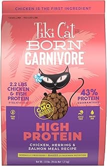 TIKI PETS Cat Born Carnivore Grain Free Dry Food, Chicken & Herring Non-GMO Recipe 2.8 lbs.
