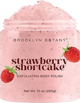 Brooklyn Botany Strawberry Shortcake Body Polish Scrub for Skin Care – Moisturizing and Gently Exfoliating Body Polish for Smoother, Softer and More Even Skin Tone – 10 oz
