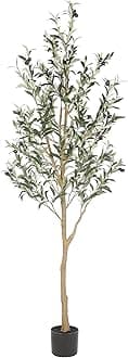 Realead 6ft Artificial Olive Tree, Tall Faux Olive Tree Plants, Fake Potted Olive Silk Tree with Branches and Fruits, Artificial Trees for Modern Home Office Living Room Floor Decor Indoor (72in)