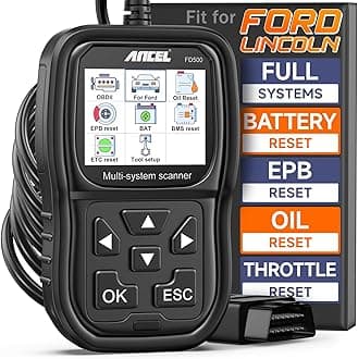 FD500 OBD2 Scanner fits for Ford Lincoln Mercury - All Systems Code Reader with Engine, ABS, SRS, Transmission, 4WD Diagnostics - Scan Tool with EPB, Throttle, Oil Reset, Battery Registration
