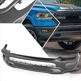 Front Bumper Compatible with 2019-2024 Dodge Ram 1500, Black Truck Automotive Steel Replacement Bumpers Face Bar with Fog Light Holes, without Sensor Holes (Style B)