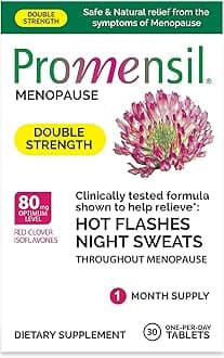 Promensil Menopause Double Strength - Menopause Supplements for Women, Estrogen Vitamins, Red Clover Isoflavones, Helps Support Hot Flashes, Night Sweats, Restlessness - 30 Count