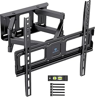 PERLESMITH TV Wall Mount, Swivelling Tilting TV Bracket for 26-65 Inch Flat & Curved TVs or Monitors up to 45 kg, Max. VESA 400 x 400 mm