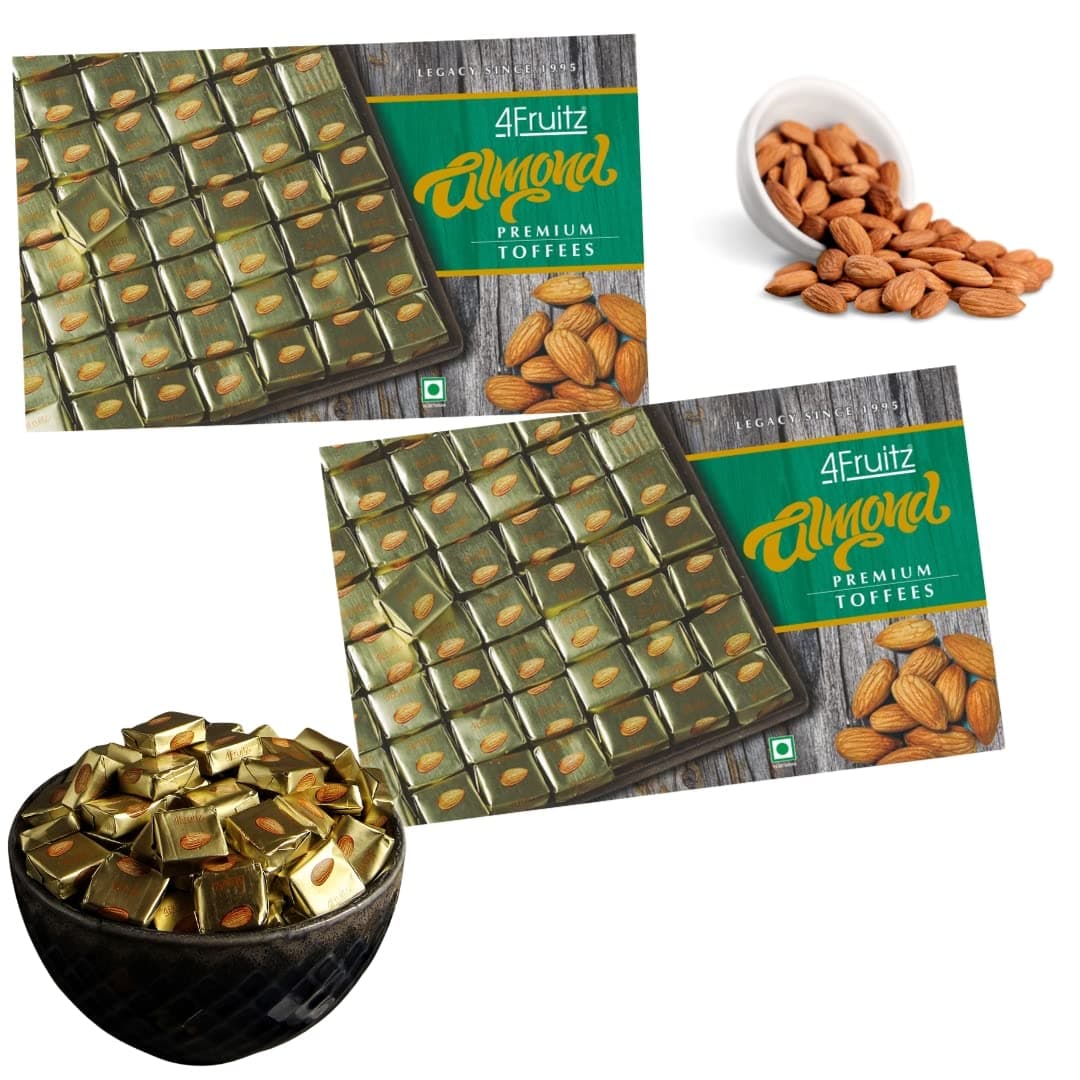 4Fruitz Premium Almond Toffees Delight Gifting Value Added Pack (Pack of 2 Gift Box)
