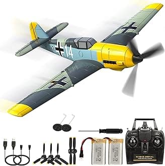 RoofWorld RC Airplanes Remote Control Glider Fighter Hobby 2.4G 4 Channel RC Plane Drones Foam Aircraft Toys for Boy Kids Children Gift BF109