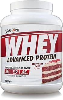 Per4m Whey Protein Powder | High Protein Shake for Muscle Growth & Recovery | Low Sugar Gym Supplement | Sports Nutrition Drink + Amino Acids (2010g, Red Velvet Cake)