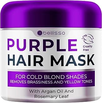 Purple Hair Mask - Deep Conditioner and Toner for Blonde, Brassy Hair - Hydrating Repair and After Bleach Treatment for Damaged and Dry Hair - Moisture Conditioning for Bleached Women and Men