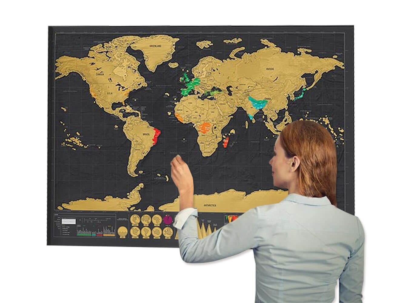 Scratchable World Map Travel Tracker Poster Easy to Scratch Off Trip Planner Recorder