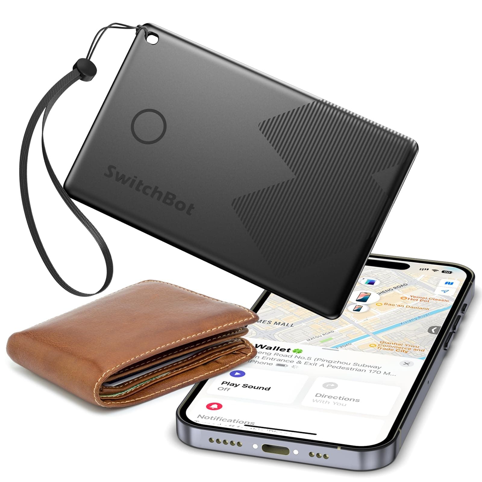 SwitchBot Slim Wallet Tracker Card (2.5mm) – Works with Apple Find My (iOS Only), Credit Card Finder for Wallet, Phone & Keys, IP67 Waterproof, Up to 3-Year Battery