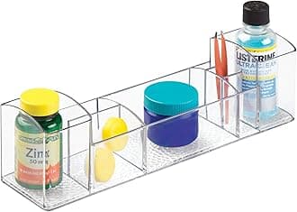 43030 Med+ 12" Plastic Divided Vanity Medication and Bathroom Accessory, 12" x 3" x 3.5", Multi-Level Organizer