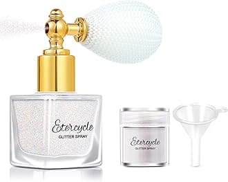 Etercycle White Body Glitter Spray, Shimmering Spray Powder Sparkle Powder, Cosmetic Shimmer Makeup Glitter for Hair and Body Face Clothes Nail Art Craft Design Easter Christmas Halloween Crafts