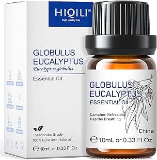 HIQILI 10ML Eucalyptus Essential Oil for Spray, Diffuser & Skin, 100% Pure Undiluted - 0.33 Fl Oz