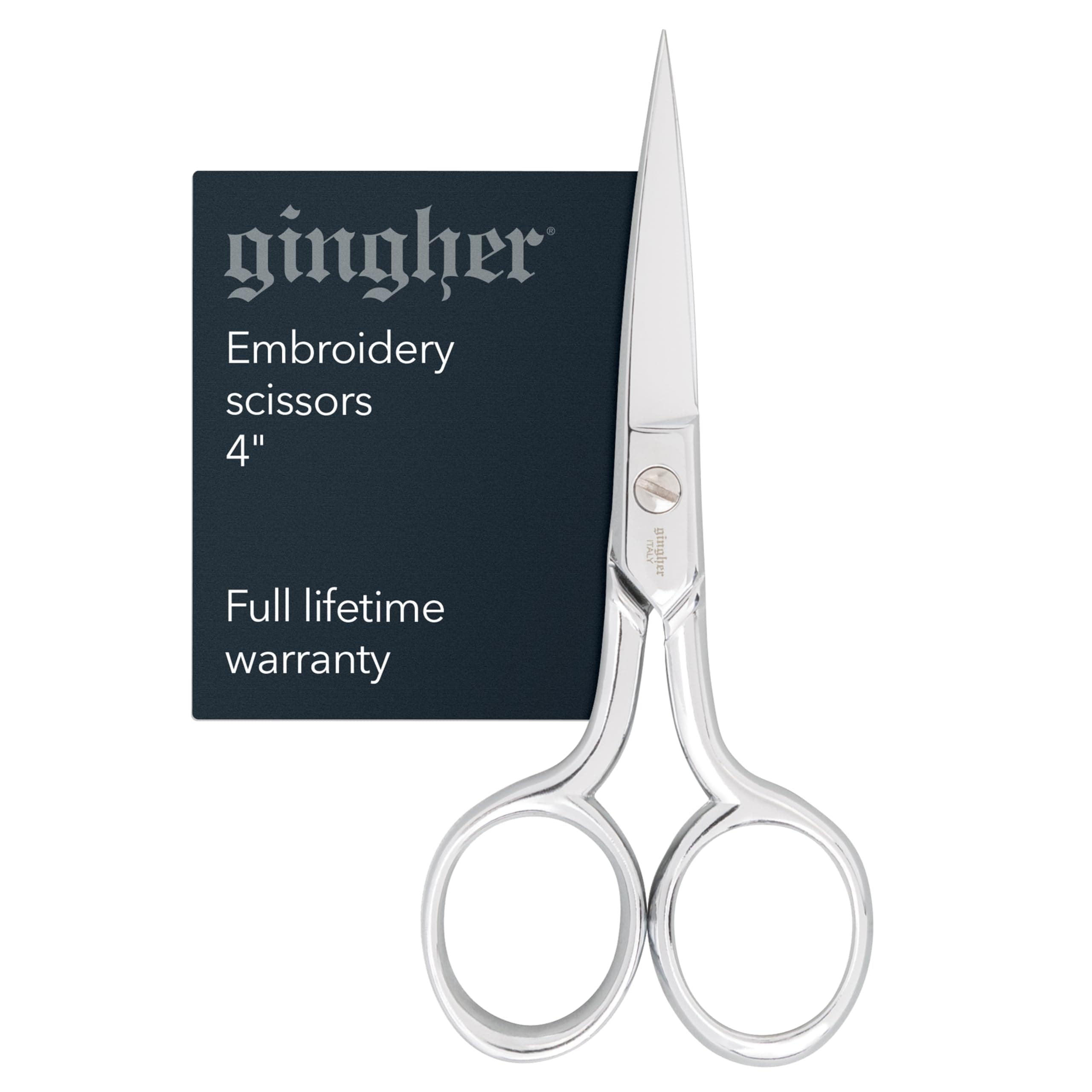 4" Embroidery Scissors, Precision Craft Scissors, Hand-Tuned Blades & Double Loop Handle, Chrome Plated Nickel Finish