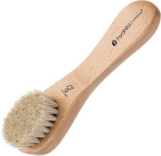 Hydrea London Face Brush - Natural Bristle Dry Facial Cleansing Skin Exfoliator, Gentle Scrub & Exfoliating, Helps Lymphatic Flow – FSC® Certified Beechwood.
