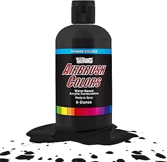 U.S. Art Supply US Deep Black Opaque Acrylic Airbrush Paint 8 oz.- Ready to Spray and Also Great Acrylic for Pouring