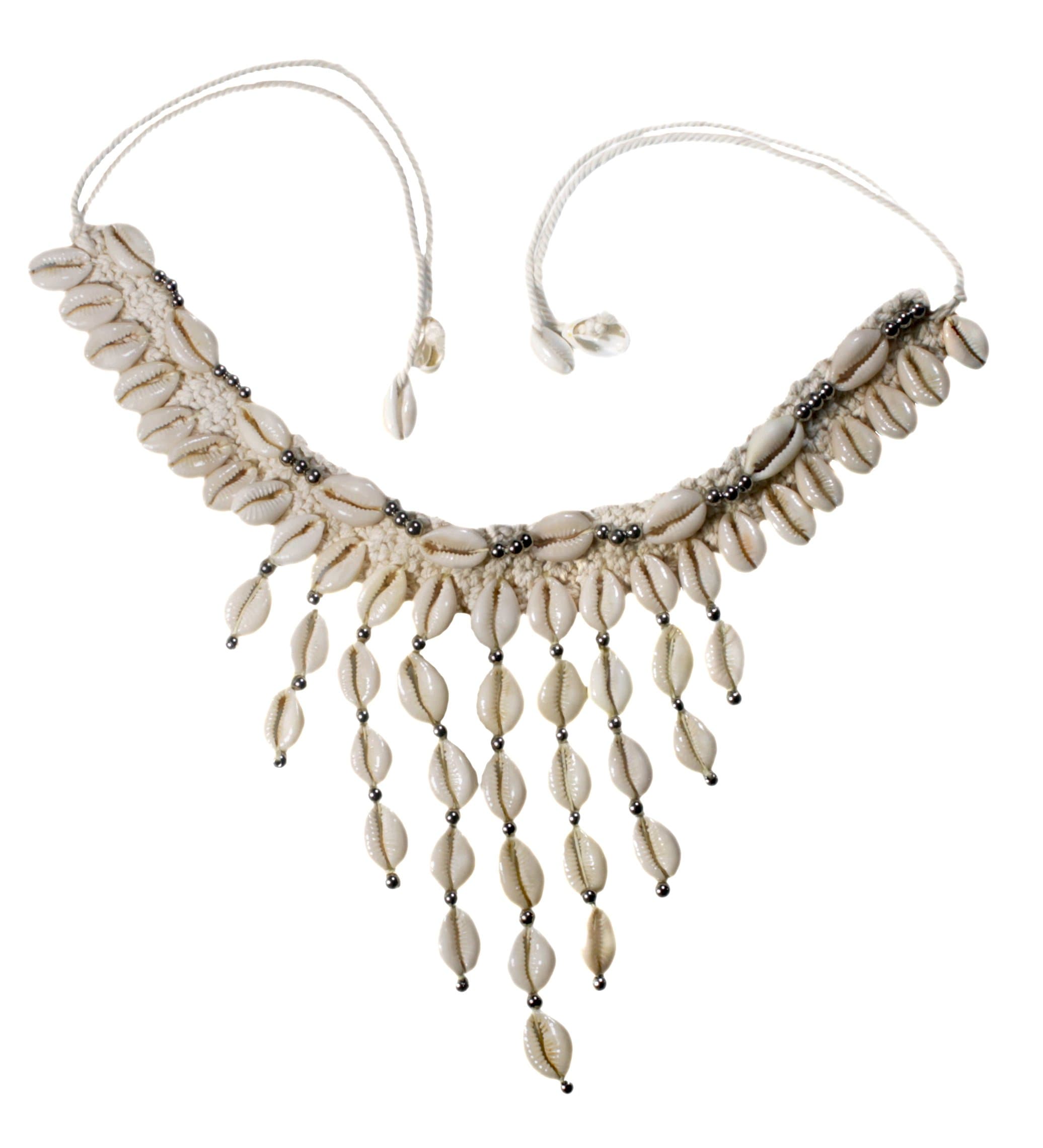 Nesha Cowrie Shell Macrame Necklace Hippie Boho