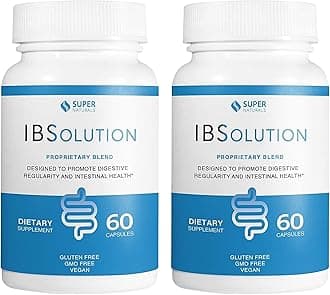 IBSolution - Digestive Health Supplement, Gas, Bloating, Diarrhea, Constipation Relief, Abdominal Pain, With Psyllium, Promote Regularity, Supports Gut Health, Made in USA - 60 Vegan Capsules, 2-Pack
