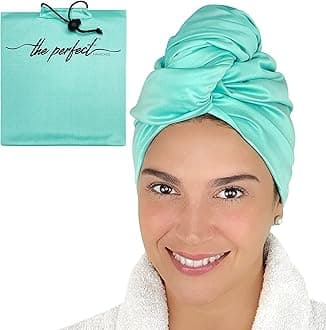 THE PERFECT HAIRCARE Microfiber Hair Towel Wrap for Women - Absorbent Quick Drying Turban for Wet, Curly, and Long Hair for Women, Girls, and Kids - Anti Frizz Aquamarine
