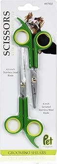 Pet Magasin Japanese Stainless Steel Grooming Scissors (2) for Facial Hair and Larger for Body Trimming with Round Tip