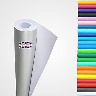 Wrapping Paper roll, Large Display Poster Paper Roll, Backing Paper 10m x 76cm - 80gsm Art, School Craft, Packing, Table Runner, Notice Boards, Drawing, Painting, Backdrop, (Metallic Silver)