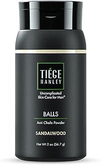 Tiege Hanley Anti Chafe Powder for Men, Cooling Body Powder Deodorant for Foot, Thigh and Groin, Fresh Moisture Control With Earthy and Woody Tones, Sandalwood Scent, Men’s Skin Care, 2 Oz