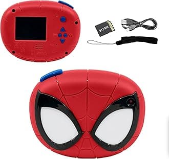 ekids Spiderman Kids Camera with SD Card, Digital Camera for Kids with Video Recording, Built-in Digital Stickers for Fans of Spiderman Gifts