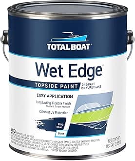 Wet Edge Topside Marine Paint Premium Polyurethane Coating for Boats, RVs, Exterior Trim, Fiberglass, Metal, and Wood (Flag Blue, Gallon)